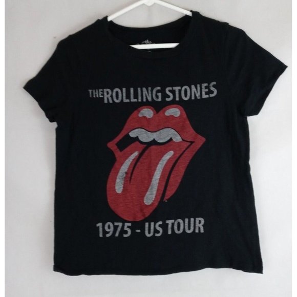 Bravado Tops - The Rolling Stones 1975 US Tour Graphic Tee With Tounge Logo Design Medium